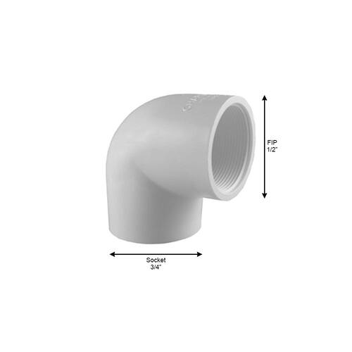 PVC 90-Degree Elbow 3/4 in. x 1/2 in. Underground Use  SI-240 5