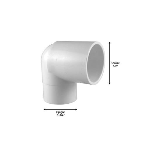 PVC Schedule 40 90-degree Spigot x S Street Elbow Fitting 1/2 in.