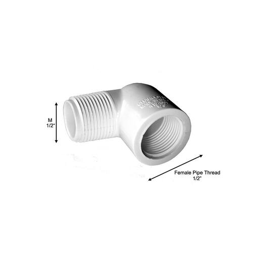 PVC Schedule 40 90-degree Street Elbow Fitting 1/2 in. MPT x FPT