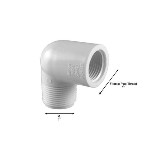 PVC Fitting 90-Degree Street Elbow Schedule 40 1 in. MPT x FPT