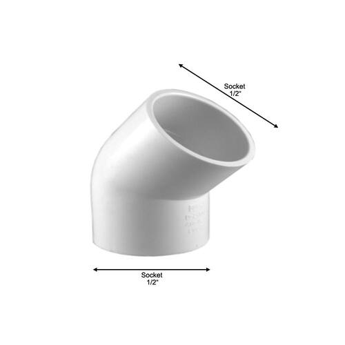 PVC Schedule 40 45-Degree S x S Elbow Fitting 1/2 in.