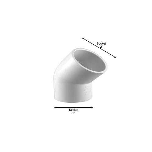 PVC 45 Degree Socket x Socket Elbow Fitting 2 in. x 2 in.