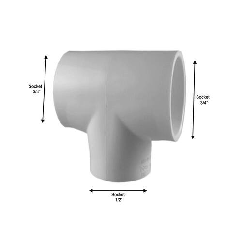 PVC Fitting Tee 3/4 in. x 3/4 in. x 1/2 in. Underground Use PSI-480