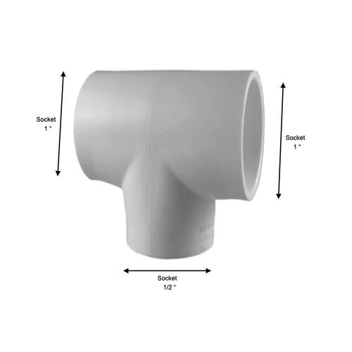 PVC Fitting Tee 1 in. x 1 in. x 1/2 in. Underground Use PSI-450