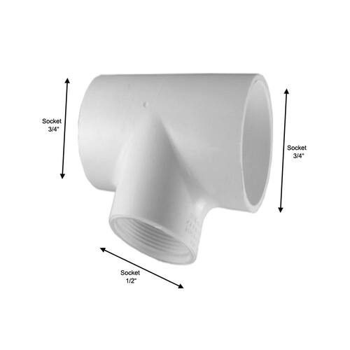 PVC Tee 3/4 in. x 3/4 in. x 1/2 in. Underground Use PSI-240