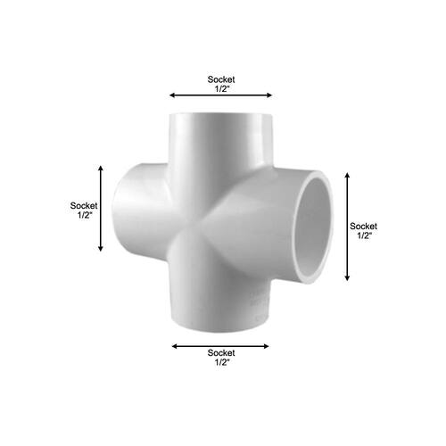 PVC Cross Fitting 1/2 in. x 1/2 in. x 1/2 in. x 1/2 in.