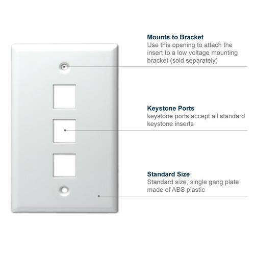 Plastic Wall Plate 1-Port 1-Decorator/Rocker/1-Duplex White (1-Pack)