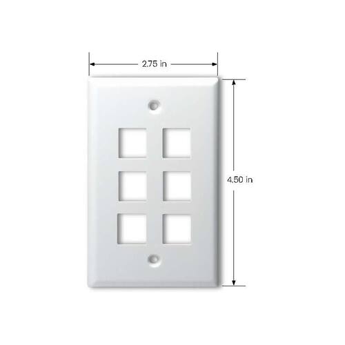 Plastic Wall Plate 1-Decorator/Rocker/1-Duplex 6-Port White (1-Pack)