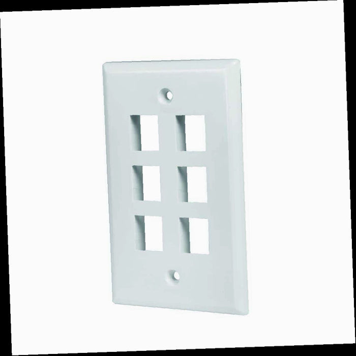 Outlet Wall Plate, White 6-Gang 1-Decorator/Rocker/1-Duplex Plastic Wall Plate (1-Pack)