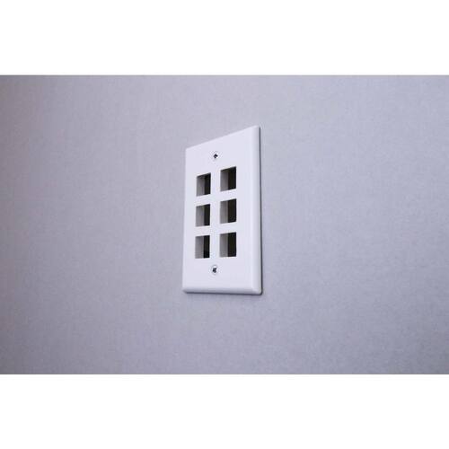 Plastic Wall Plate 1-Decorator/Rocker/1-Duplex 6-Port White (1-Pack)