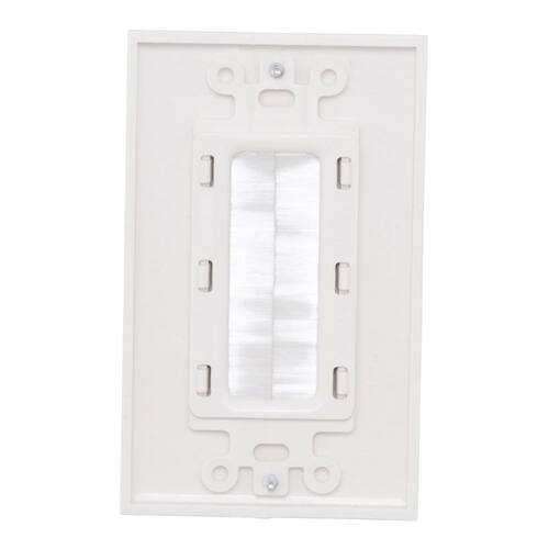 Wall Plate Plastic 1-Gang Brush White