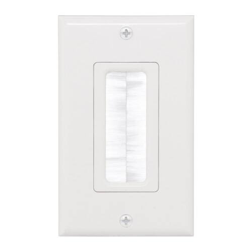 Wall Plate Plastic 1-Gang Brush White