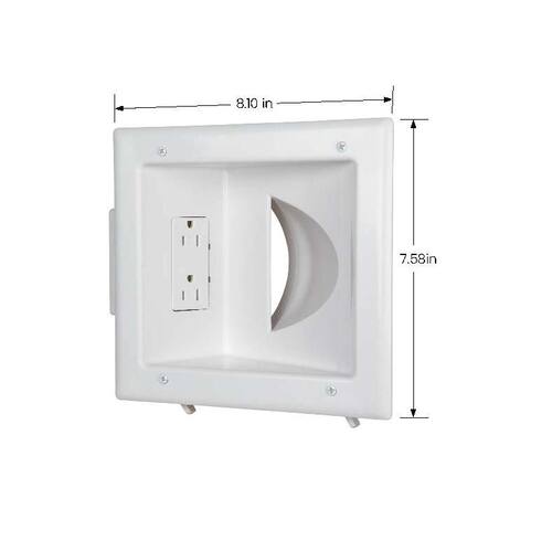 Wall Plate 1-Gang 1-Decorator/Rocker/1-Duplex; Cable Pass-Through White (1-Pack)