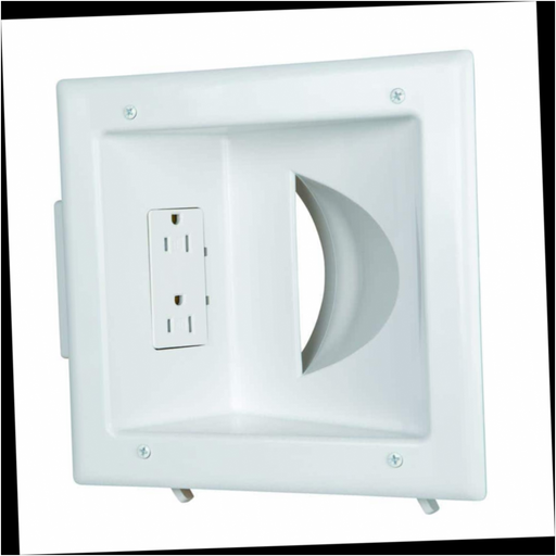 Wall Plate 1-Gang 1-Decorator/Rocker/1-Duplex; Cable Pass-Through White (1-Pack)