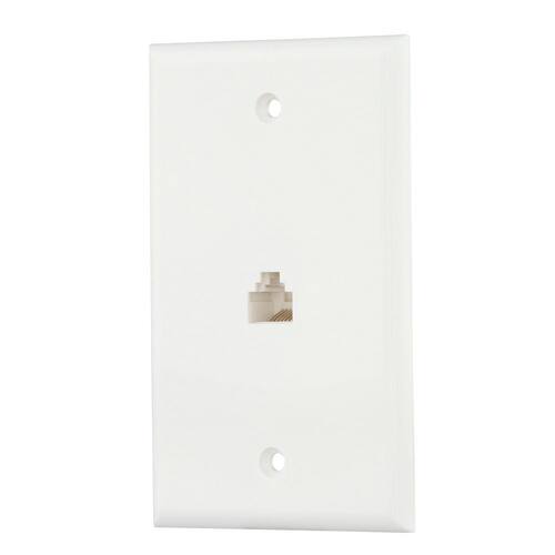 Ethernet Wall Plate 1-Gang White (1-Pack)