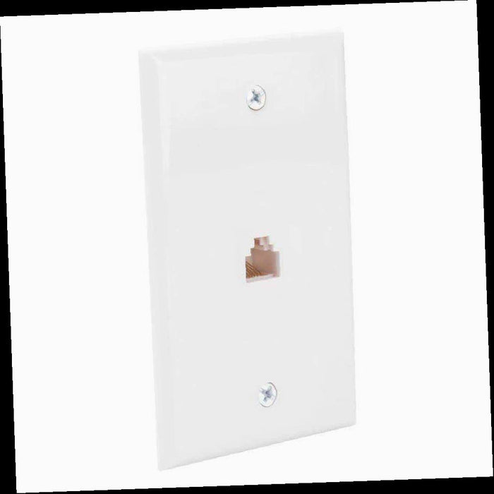 Outlet Wall Plate, White 1-Gang Ethernet Wall Plate (1-Pack)