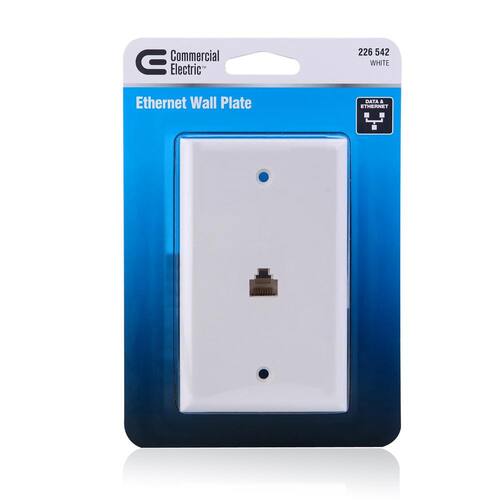 Ethernet Wall Plate 1-Gang White (1-Pack)