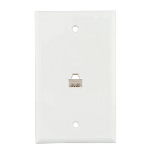 Ethernet Wall Plate 1-Gang White (1-Pack)