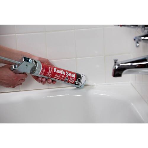 Adhesive Caulk, Kwik Seal, White, Kitchen and Bath, 10.1 oz.