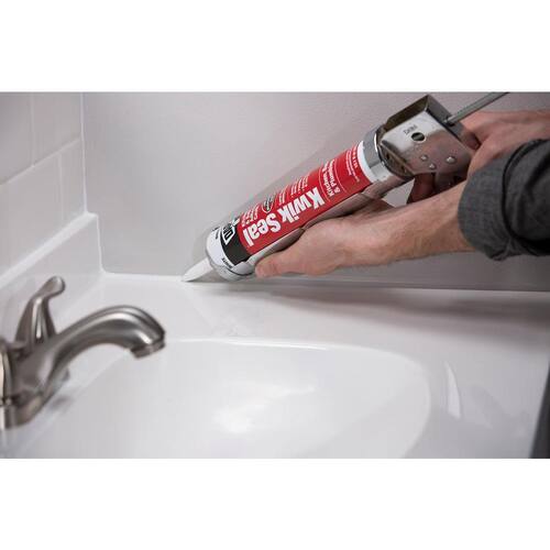 Adhesive Caulk, Kwik Seal, White, Kitchen and Bath, 10.1 oz.