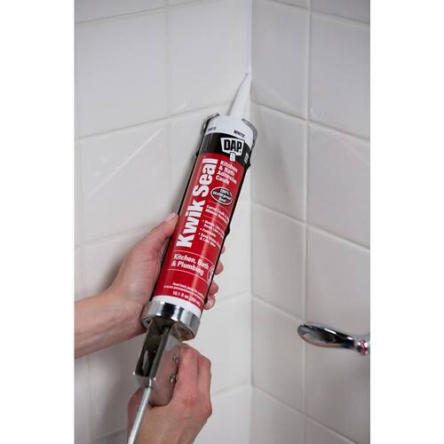 Adhesive Caulk, Kwik Seal, White, Kitchen and Bath, 10.1 oz.