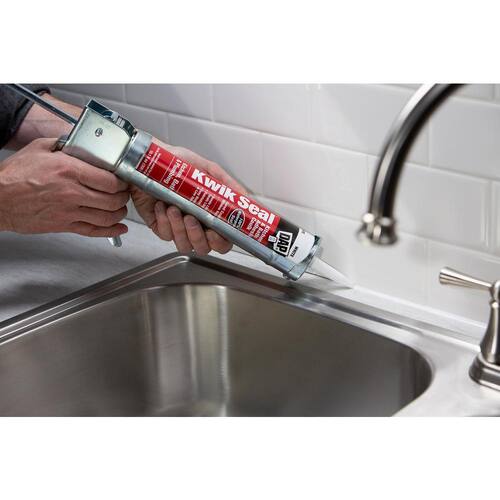 Adhesive Caulk, Kwik Seal, White, Kitchen and Bath, 10.1 oz.