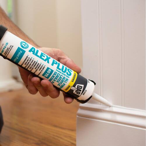 Acrylic Latex Caulk, White, Plus Silicone, 10.1 oz., Alex Plus