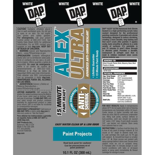 Anti-Shrink Sealant, Alex Ultra, Advanced, White, 10.1 oz.