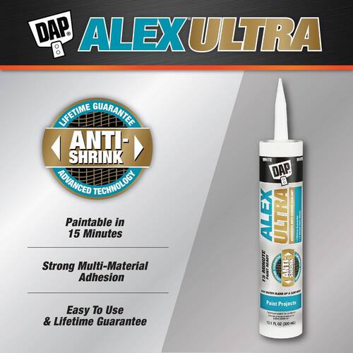 Anti-Shrink Sealant, Alex Ultra, Advanced, White, 10.1 oz.