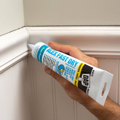 Acrylic Latex Caulk, White, Plus Silicone, Fast Dry, 5.5 oz., Alex 7