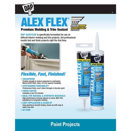 Molding and Trim Sealant, ALEX FLEX, Premium, White, 10.1 oz.