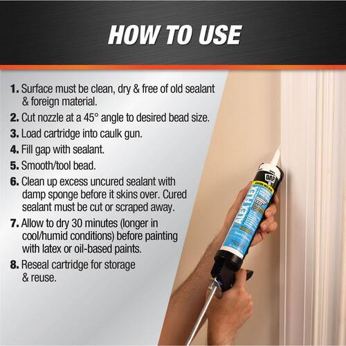 Molding and Trim Sealant, ALEX FLEX, Premium, White, 10.1 oz.