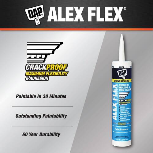 Molding and Trim Sealant, ALEX FLEX, Premium, White, 10.1 oz.