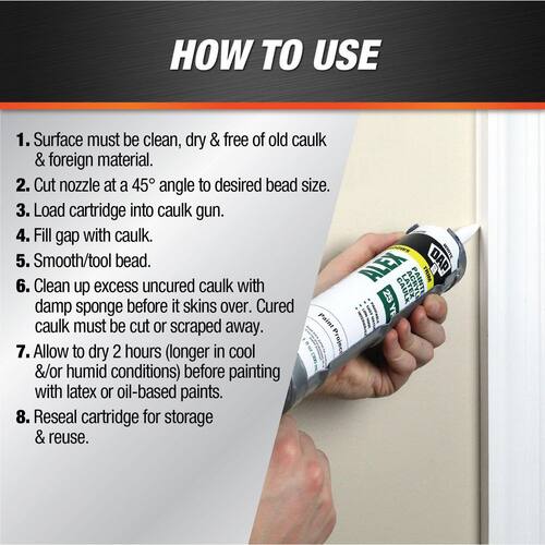 Acrylic Latex Caulk, All-Purpose, White, 10.1 oz., Alex Painter???s