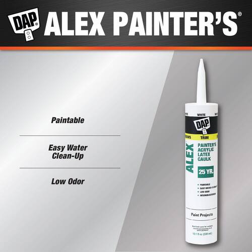 Acrylic Latex Caulk, All-Purpose, White, 10.1 oz., Alex Painter???s