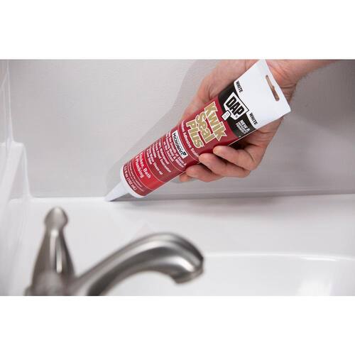 Siliconized Caulk, Kwik Seal Plus, White, Kitchen and Bath, Premium Kitchen and Bath, 5.5 oz.