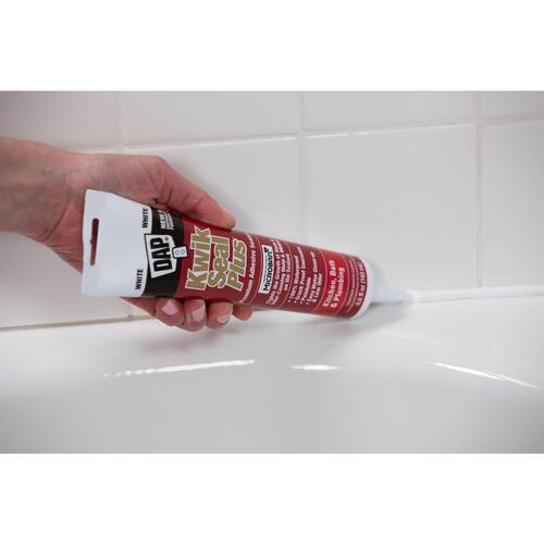 Siliconized Caulk, Kwik Seal Plus, White, Kitchen and Bath, Premium Kitchen and Bath, 5.5 oz.