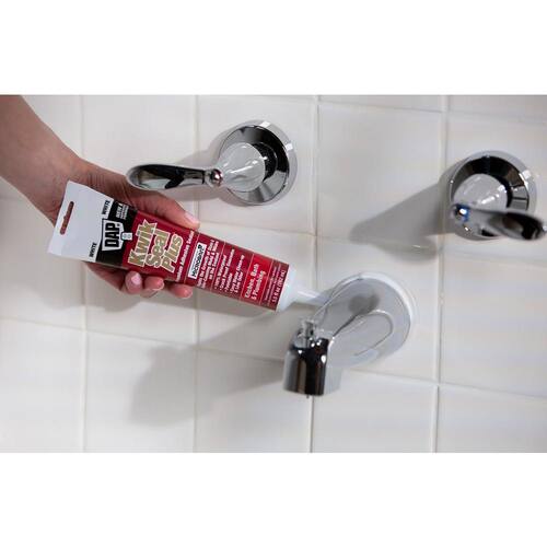 Siliconized Caulk, Kwik Seal Plus, White, Kitchen and Bath, Premium Kitchen and Bath, 5.5 oz.