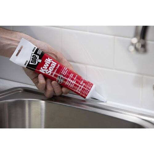 Adhesive Caulk, Kwik Seal, White, Kitchen and Bath, 5.5 oz.