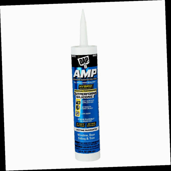 All Weather Sealant, AMP Advanced Modified Polymer, White, Window, Door and Siding, 9 oz.