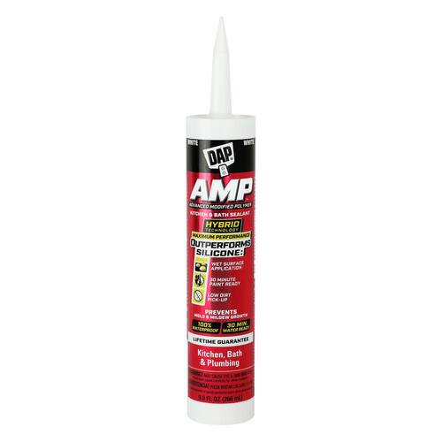 Kitchen and Bath Sealant, AMP Advanced Modified Polymer, White, 9 oz.