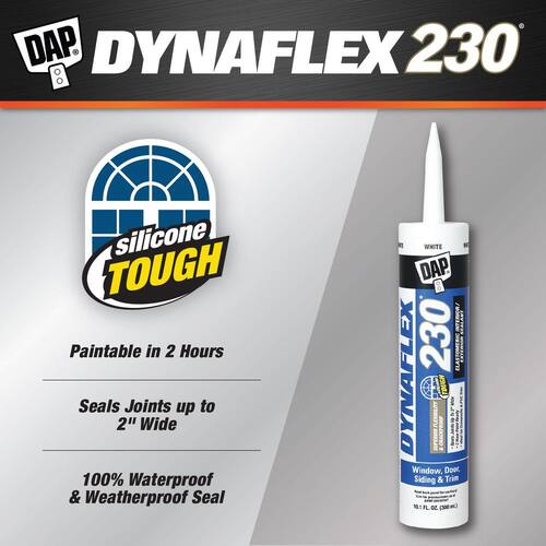 Elastomeric Sealant, Dynaflex 230, Premium, White, Exterior/Interior, Window, Door and Trim, 10.1 oz.