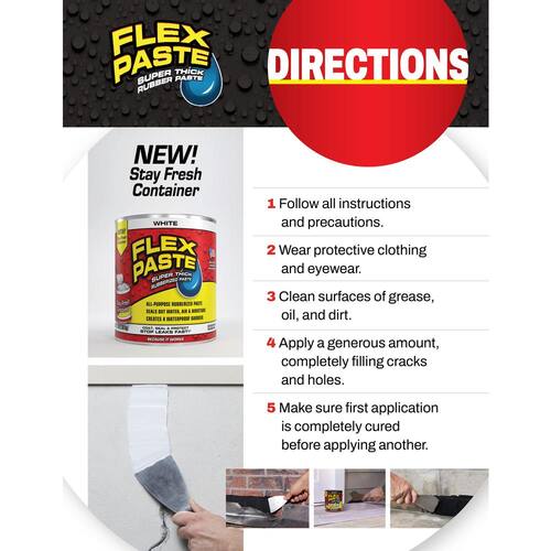 Multipurpose Sealant, Flex Paste, Interior/Exterior, White, 16 oz.