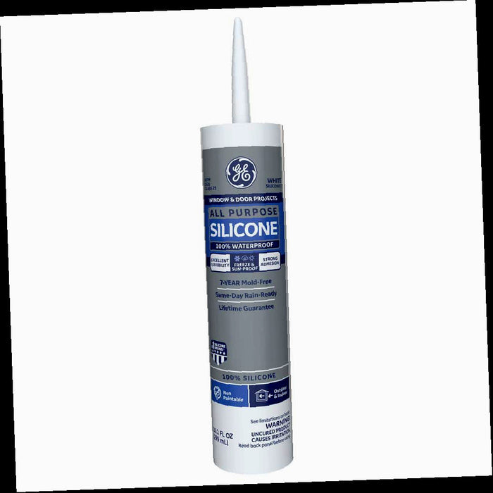 Silicone 1 Caulk, All Purpose, Window and Door Sealant, White, 10.1 oz.