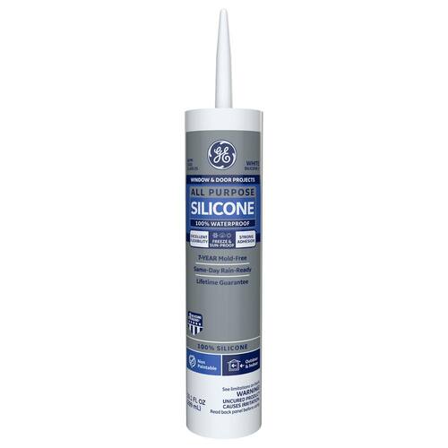 Silicone 1 Caulk, All Purpose, Window and Door Sealant, White, 10.1 oz.