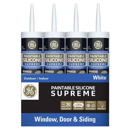 Supreme Silicone Exterior Sealant, Paintable, White, Window and Door, 9.5 oz.