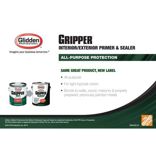 Interior/Exterior Primer and Sealer, Gripper White, 5 gal.