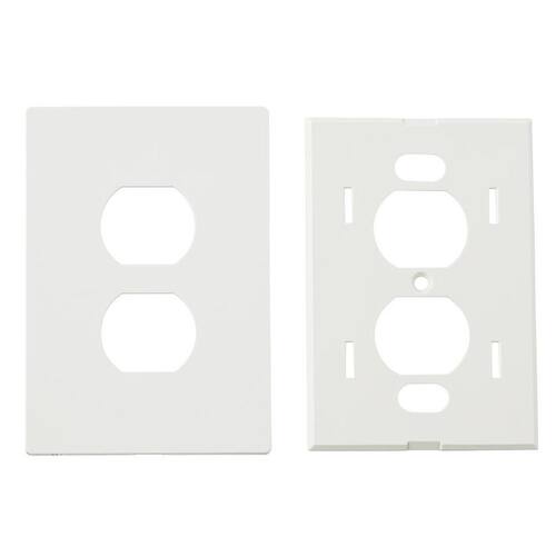 Wall Plate 1-Gang White Screwless Duplex Outlet Plastic (1-Pack)