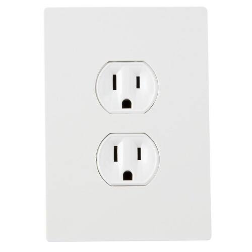 Wall Plate 1-Gang White Screwless Duplex Outlet Plastic (1-Pack)