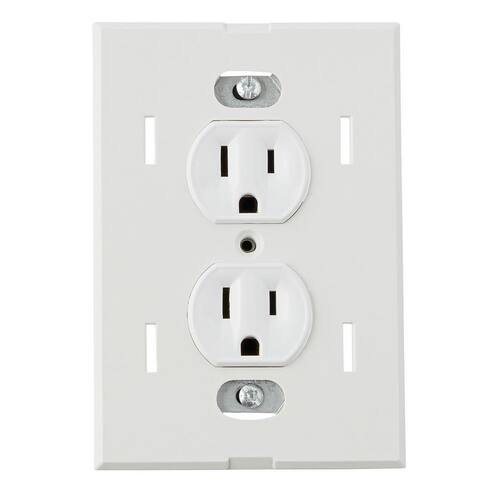 Wall Plate 1-Gang White Screwless Duplex Outlet Plastic (1-Pack)